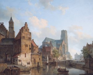 Utsikt over Delftse Vaart og Saint Laurens kirke, Rotterdam